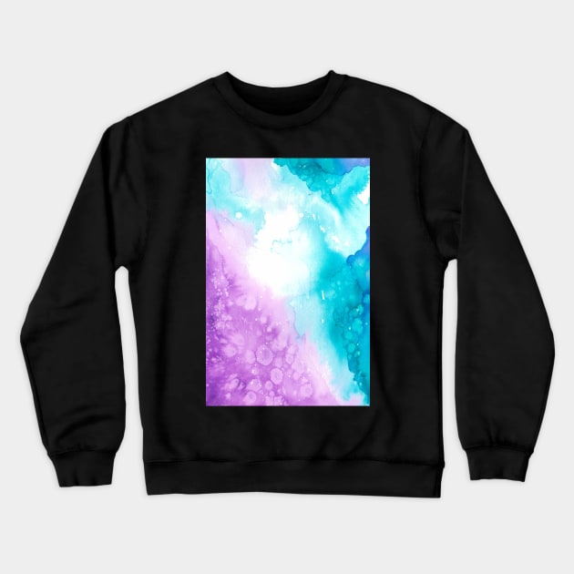 Watercolor galaxy in turquoise and purple Crewneck Sweatshirt by FrancesPoff